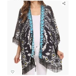 NWT Black Tribal Rhinestone Kimono One Size